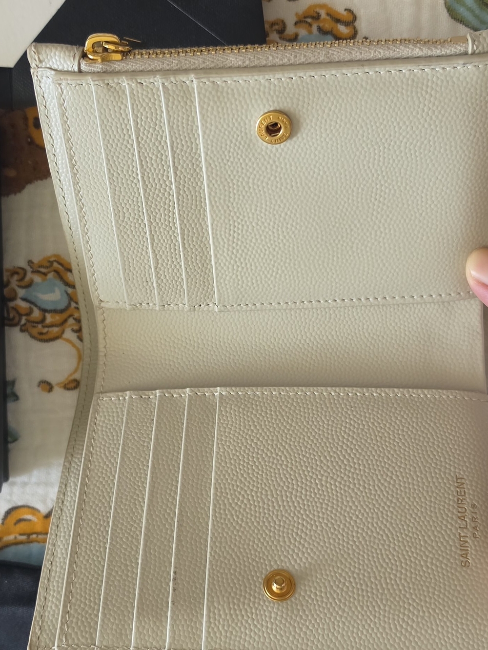 Saint Laurent Gold Chevron Quilted Leather Wallet - Picture 4 of 4